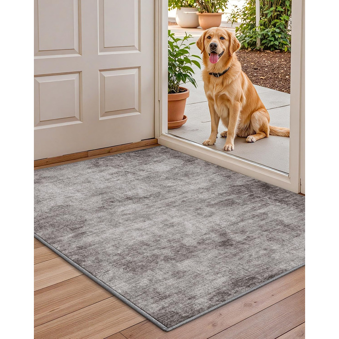 Килимок для дому COLOR&GEOMETRY 60x90 см з неслизьким покриттям TPE, сірий. Можливість прання.