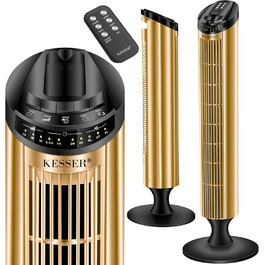 Турбо-вентилятор KESSER® з пультом керування, 90° осциляція, 3 швидкості, 90 см, таймер, золотий | Колонний вентилятор