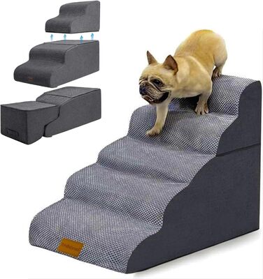 Trhillsbrad Breiter Hundetreppe 5 Stufen für Kleine Hunde, Hochdichtem Schaumstoff Haustiertreppe, Waschbarem Bezug und Rutschfestem Boden (Faltbar Hundetreppe 5 Stufen) - Trhillsbrad Wide Dog Stairs, 5 Steps for Small Dogs, High-Density Foam Pet Stairs, Washable Cover and Non-Slip Bottom (Foldable Dog Stairs, 5 Steps)