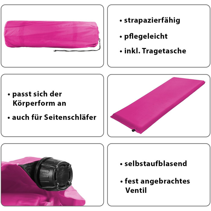 Каремат туристичний Alpidex Isomatte Camping 2.5-10 см, самонадувний, 190x60 см, Berry