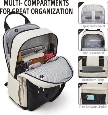 Чорно-білий рюкзак YTL Rolltop з відділенням для ноутбука 17 дюймів, водонепроникний, для подорожей, школи, університету, велосипеду