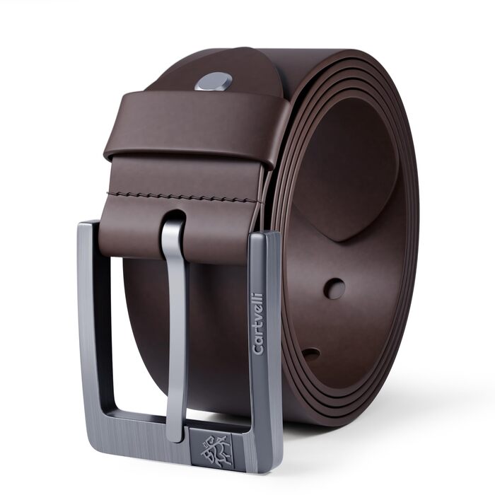 Чоловічий шкіряний ремінь преміум-якості, виготовлений у Німеччині, з подарунковою коробкою. Ремінь з натуральної шкіри, 40 мм, для джинсів, костюма, чинос, штанів. Колір: темно-коричневий. Загальна довжина: 115 см