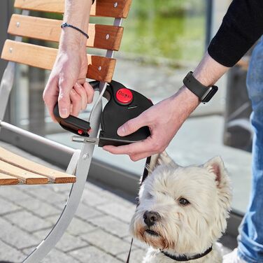 Рулетка для собак Dogxi 5м, 25кг, з карабіном, 11мм, чорна