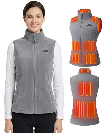 Обогреваемый жилет Topdot Daen Fleece с Powerbank 7.4V 16000mAh, 10 зон обігріву, 3 температурні режими, для катання на велосипеді, кемпінгу та outdoor-роботи (Сірий, XS)