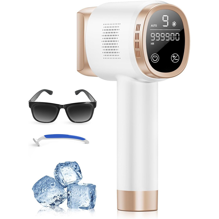 Пристрій для епіляції IPL з охолодженням, 3-в-1 лазерний епілятор, 600-1200NM, 9 рівнів енергії, 21J, для жінок/чоловіків, обличчя, бікіні, тіло