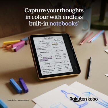Kobo Libra Color: eReader з 7-дюймовим екраном Kaleido™ 3, підтримує аудіокниги, водонепроникний, білий (чорний)