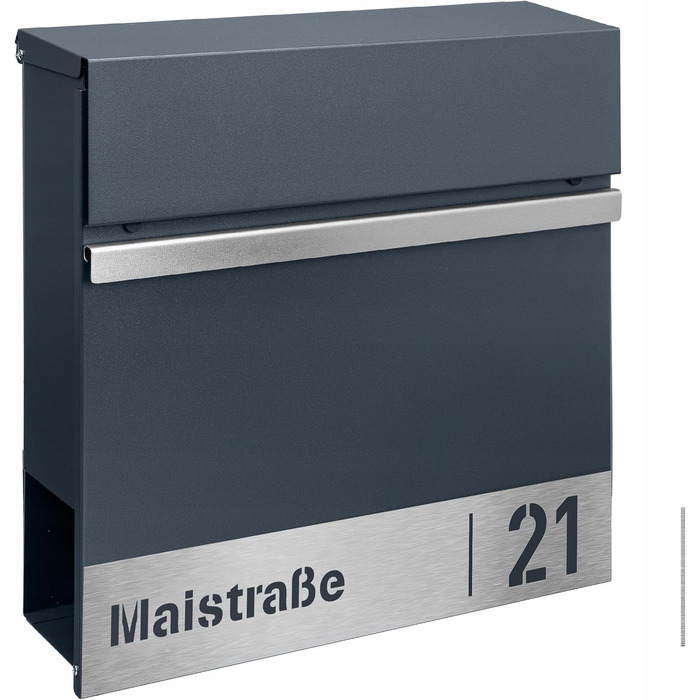 Поштова скринька настінна Anthrazit RAL 7016, для газет, велика (XXL Laser 3) з/без адреси