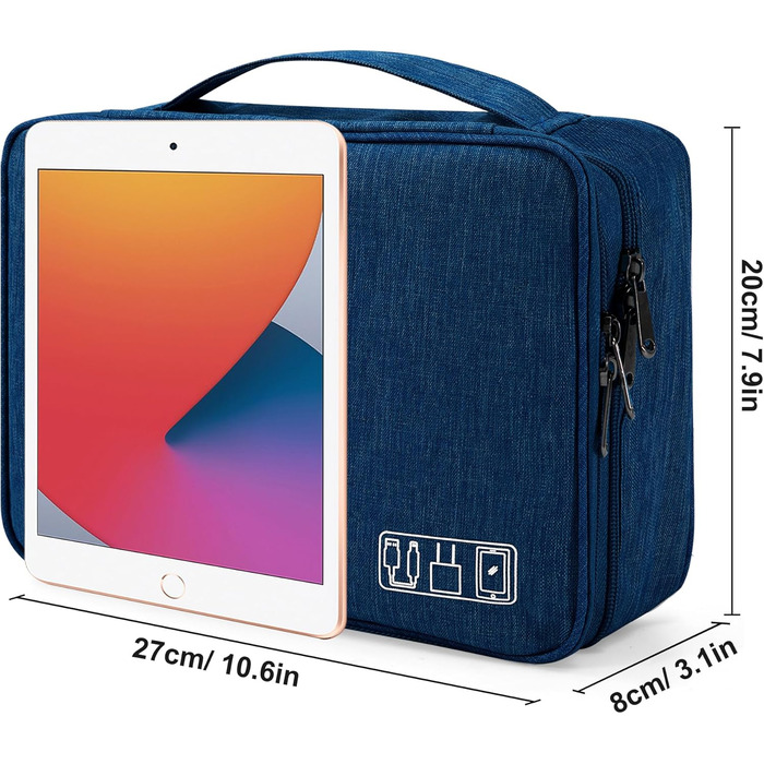 Водонепроникний органайзер для електроніки 2-х шаровий, 27x20x8 см (Темно-синій)