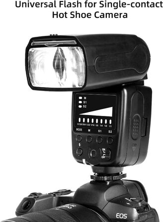 Спалахувач PHOTOOLEX Blitz Speedlite для Canon, Nikon, Sony, Panasonic, Olympus, Pentax, Fujifilm, Sigma, Minolta та інші DSLR/Digital/Film SLR камери з роз'ємом Hot-Schuh