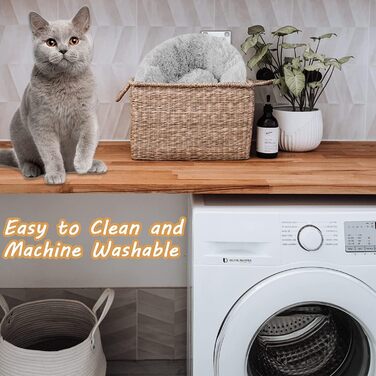 Кругле ліжко для котів, 60 см, м'яке, для собак та котів, легко миється, сірий колір