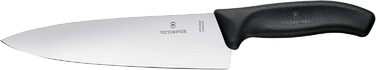 Кухонний ніж Victorinox Swiss Classic 20 см, професійний, пряме лезо, надгострий, нержавіюча сталь, чорна пластикова ручка