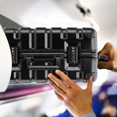 Чемодан Flight Knight Premium: Алюмінієвий каркас, ABS корпус, 8 коліс, 56x45x25см, Чорний