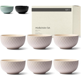 KIVY Cereal Bowl Set - 6 x 850ml - Large Bowls, Soups & Porridge - Soup Bowls - Bowls - Cereal Bowls - Soup Bowls - Bowl Set - Cereal Bowl Ceramic (Cream White, Bowls)