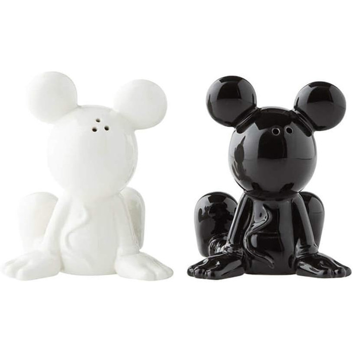 Enesco Disney Ceramics Salt and Pepper Shakers Mickey Mouse, Sitting, 8.9 cm, Black and White