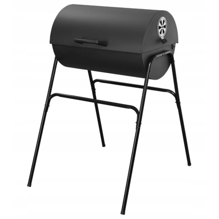 Великий садовий вугільний гриль-бочка Grill Meister з кришкою та робочим столом