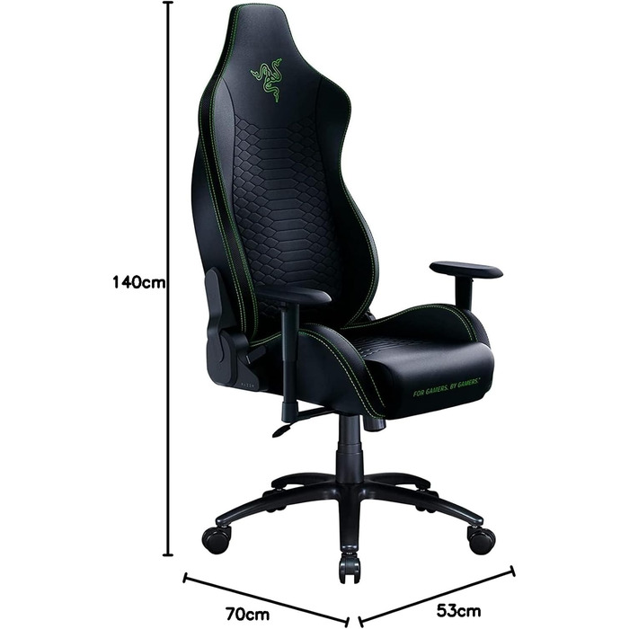 Ігрове крісло Razer Iskur X, ергономічне, багатошарова екошкіра, піна високої щільності, чорний/зелений