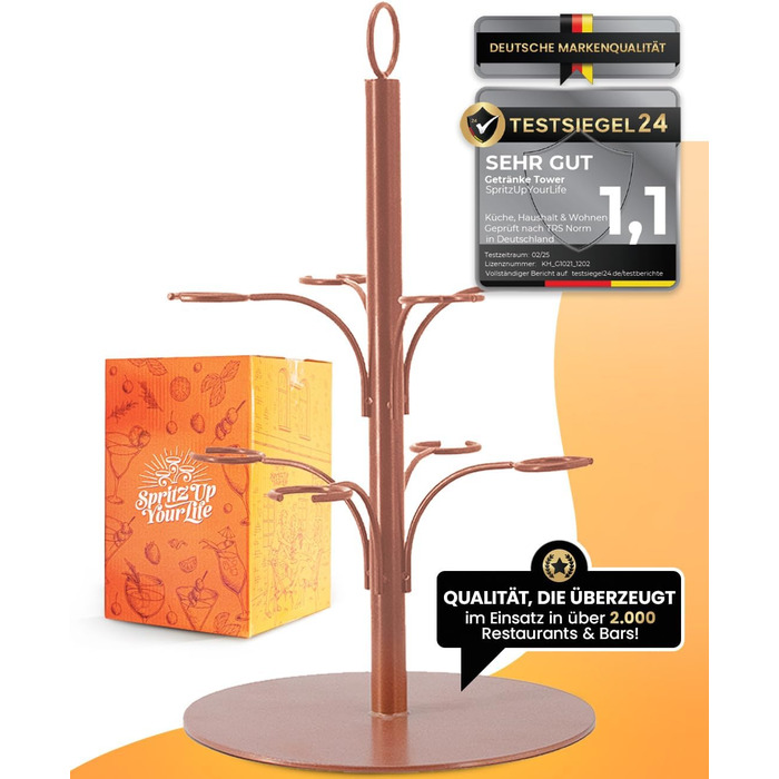 Стійка для коктейлів SpritzUpYourLife - Aperol для 8 келихів, рожеве золото