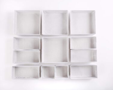 Large Drawer Organization System 12-Piece Set of White Boxes Storage Organizer Drawer Cabinet Organizer Storage Box Closet Organizer (White/Opulent Garden, 4=28x28x10cm, 6=28x14x10cm, 2=14x14x10cm)