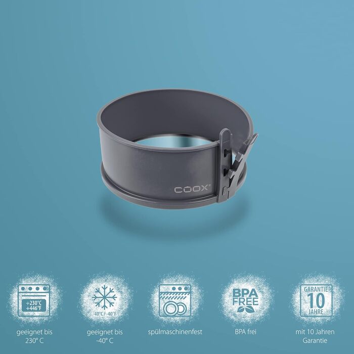Форма для випічки Coox Springform з скляним дном 18 см сірого кольору для сервірування та нарізання