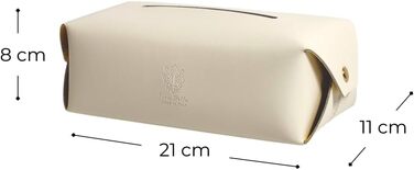 Genuine Leather Cosmetic Tissue Box, Handmade, Made in Italy, perfect for living rooms, bathrooms, kitchens, and office/study (Beige)