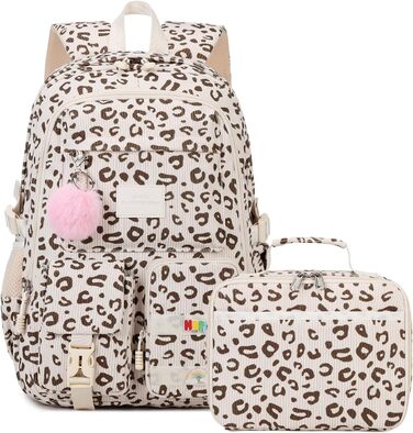 Шкільний рюкзак для дівчинки-підлітка з м'якої тканини 'Leopard Velvet'