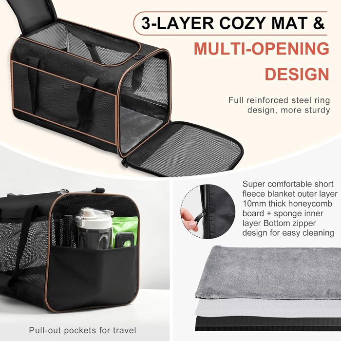 Чорна сумка-переноска для собак, ідеальна для подорожей, міцна та довговічна