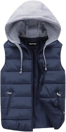 Чоловіча степкова жилетка YOUTHUP з капюшоном, тепла зимова жилетка для активного відпочинку, спортивна жилетка (XXL, Синій)