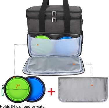 Сумка для собак Teamoy: переносна сумка для корму, ласощів, іграшок та інших речей. Ідеальна для подорожей, кемпінгу та прогулянок (Велика, чорна)