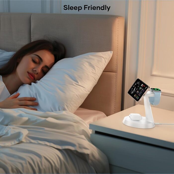 Зарядна станція Mag-Safe 3-в-1: для iPhone, Apple Watch, AirPods (біла)