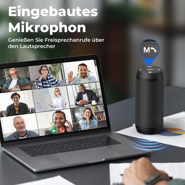 Портативна Bluetooth колонка ELEHOT з LED підсвіткою, 10W, підтримка Micro-SD та USB, з функцією гучного зв'язку для телефону та ПК