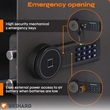 Сейф для дому Business XL Safe Tresor 50x35x36 см з біометричним датчиком, вогнестійкий, 60л для документів A4