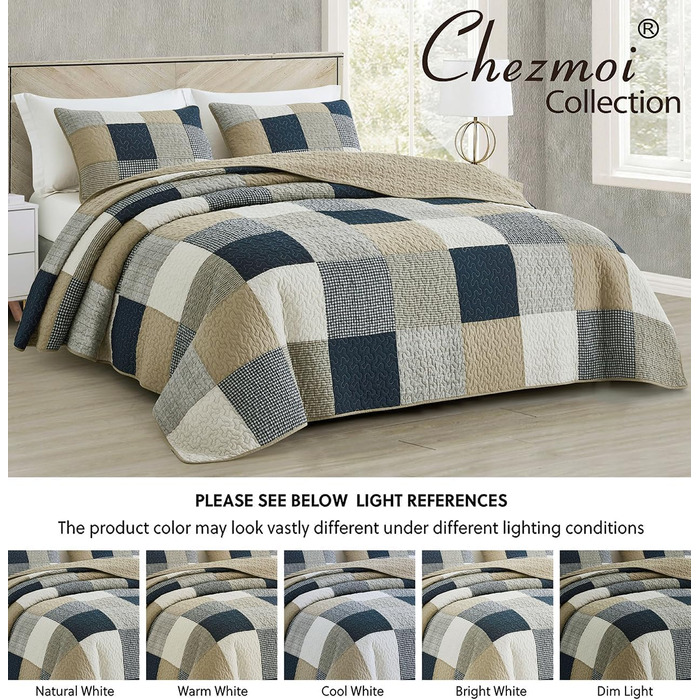 Комплект ковдр Chezmoi Collection Quinn: 3 шт. з квітковим візерунком гібіскуса, смугастий, з бавовни, легкий, двосторонній, Oversized King