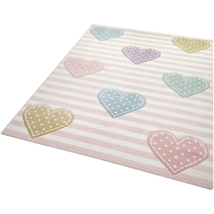 Dreamy Rug Children's Rug Hearts Children's Room Rug Girl in Pink, Purple, Green Size 80x150 cm