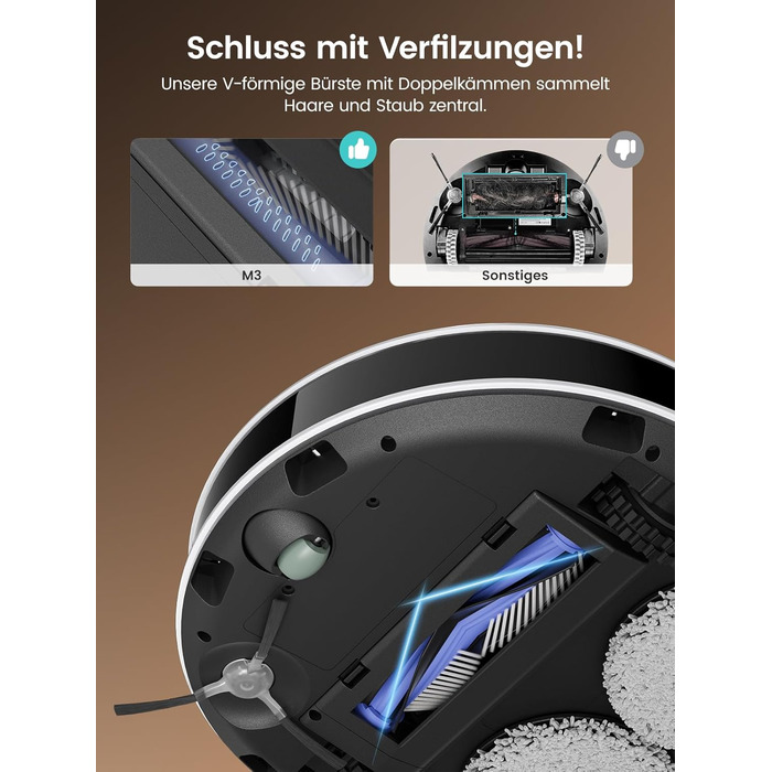 Робот-пилосос LEFANT M320 3-в-1 з функцією миття, 6000Pa, навігація, 800мл, 240хв, Wi-Fi, для тварин, килимів