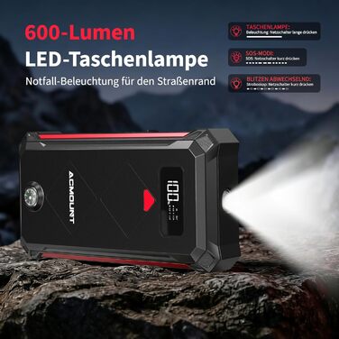 Powerbank для автомобіля Starthilfe 7000A 23800mAh (бензин/дизель) з LED ліхтарем