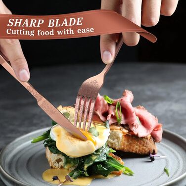 Набір столових приборів Dragon Riot на 6 осіб (30 предметів) з нержавіючої сталі, рожеве золото, для дому/вечірки/ресторану