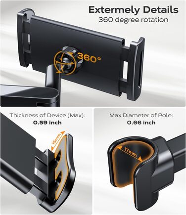 Утримувач для планшета в авто, універсальний, висувний, для Galaxy, Huawei, Switch, чорний