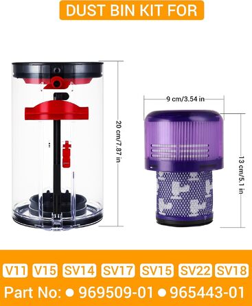 Контейнер для пилу та фільтр для пилотяга Dyson V11 V15 (SV14, SV15, SV17, SV22, SV28) — запасний пилозбірник та аксесуари