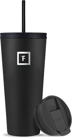IRON °FLASK Classic Tumbler 2.0 - 2 Lids (Straw Flip), Vacuum Insulated Stainless Steel Water Bottle, Double-Walled Travel Mug - Midnight Black, 32 oz