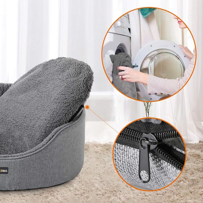 Feandrea Dog Bed, Dog Basket, Reversible Cushion, 73 x 60 x 27 cm, PGW031K01 (Gray, L 83 x W 63 x H 27 cm)