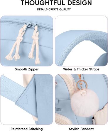 Рюкзак Tanou для дівчаток, шкільний набір: рюкзак, сумка через плече та пенал. Шкільний рюкзак для підлітків, casual, блакитний.