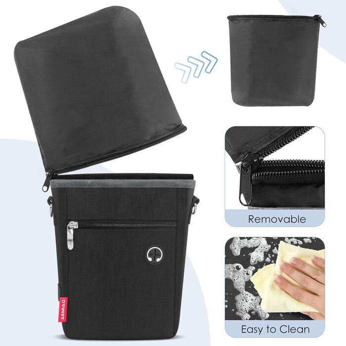 Футляр для ласощів для собак з магнітною застібкою, 2025. Практичний мішок для годування собак, мішок для ласощів з винімною внутрішньою кишенею | Диспенсер для відходів, (Чорний)