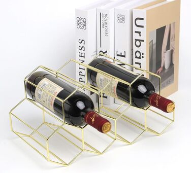 Metal Wine Rack, Freestanding Wine Bottle Holder, Table Wine Rack, Countertop Wine Bottle Holder, Wine Bottle Holder, for Bar, Wine Cellar, Living Room, Kitchen, Basement (Golden)