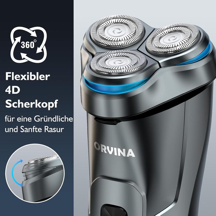 Електричний чоловічий бритва: бездротовий ротаційний бритва з LED-дисплеєм, IPX7, вологостійкий (сріблястий) H9