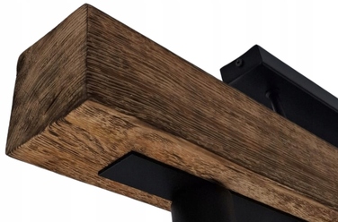 Люстра-ліхтар у стилі лофт з масивною дерев'яною балкою, дерево та метал