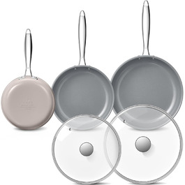 Набір сковорідок Induktion 5-ти частинний, антипригарне покриття, 20/24/28 см, молекулярно зв'язане дно, без PTFE, сумісний з усіма плитами, для духовки, сірий