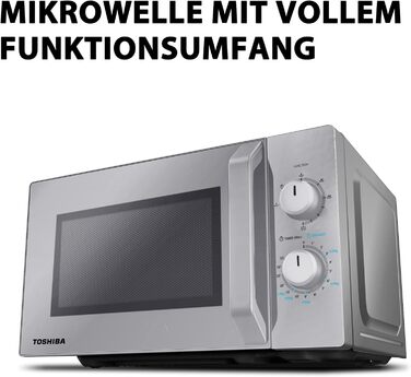 Мікрохвильова піч Toshiba MW2-MM20PF(BK) 20L, 800W, чорна, з функцією розморожування та LED-підсвічуванням