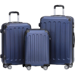 Набір валіз Beibye 2045 з трьох валіз-роликів, 3 шт. - набір валіз з твердим корпусом, 20 кольорів (Темно-зелений, Темно-синій)