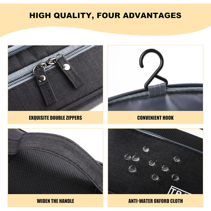 Чоловіча та жіноча косметичка JOZEA, водонепроникна дорожня сумка-органайзер, чорна