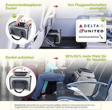 Транспортна сумка для кота, переноска для кота та собаки, сіра, 43x28x28 см